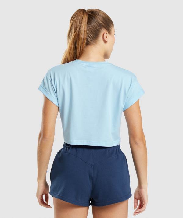 Damske Crop Top Gymshark Legacy Graphic Crop Tee Modre | DL4182957